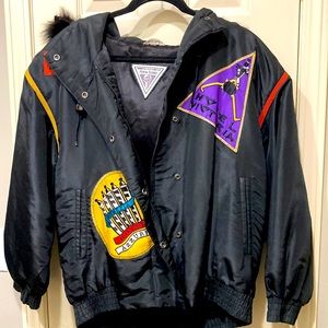 J. Percy for Marvin Richards around the world patches & black windbreaker coat